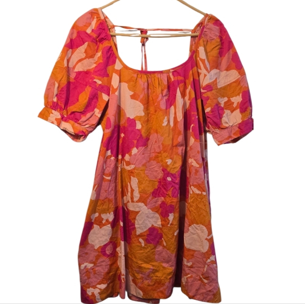 Boho Floral Dress with Sz Large 100% Cotton with Pockets! Farm Rio Style